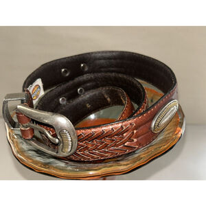 Fossil Genuine Leather Mens Belt Studded Western Boho Belt Size Med